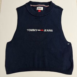 Tommy Jeans Sleeveless Blue Knit Top - Large Women